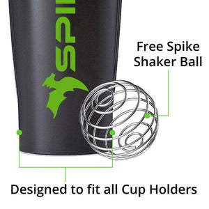 Spike Protein Shaker Bottle with Stainless Steel Blending Ball 700ml (Black) - Spike