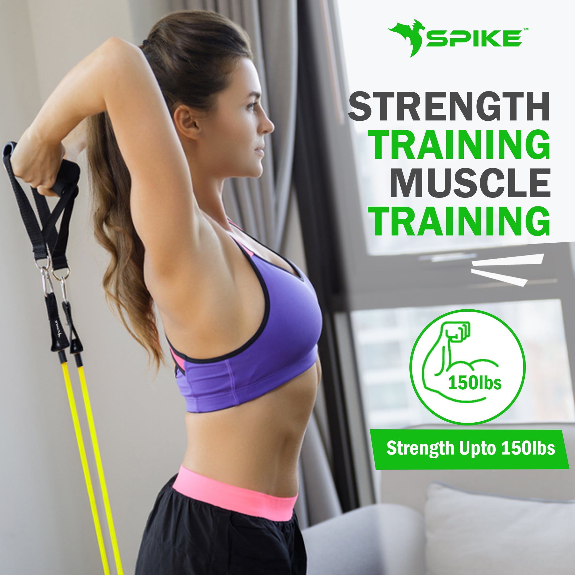 Spike Latex Resistance Band Set And EVA Yoga Mat 11 In 1 For Men And Women - Home And Gym - View #5