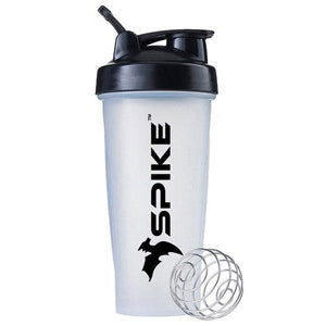 Spike Protein Shaker Bottle with Stainless Steel Blending Ball 700ml (Clear) - Spike