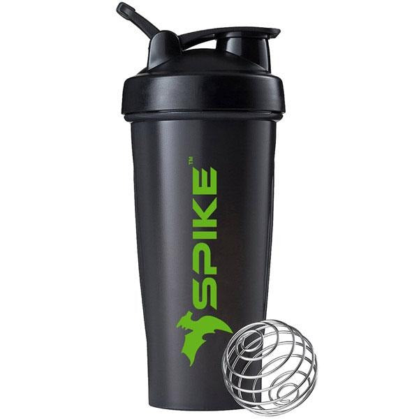 Spike Protein Shaker Bottle with Stainless Steel Blending Ball 700ml (Black) - Spike