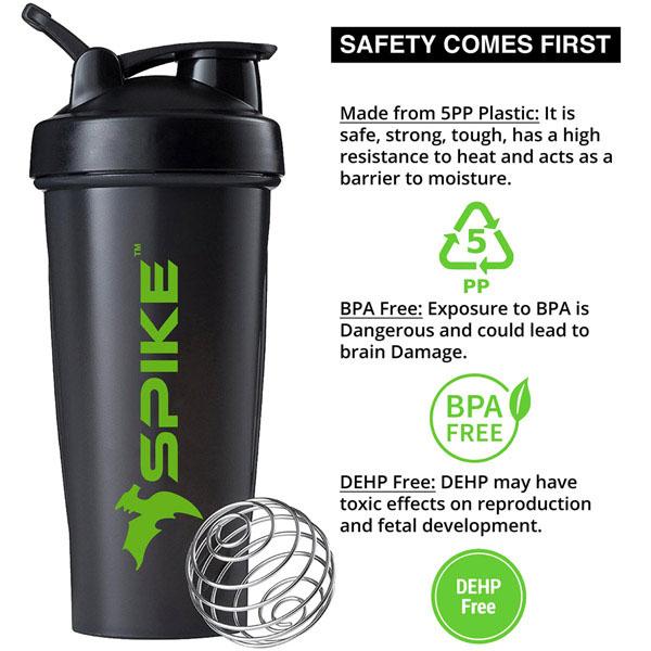 Spike Protein Shaker Bottle 700ml (Black) Spikefitness